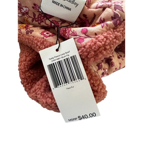 VERA BRADLEY Blush Fig Teddy Fleece Logo Scarf NEW with tags - Picture 4 of 5